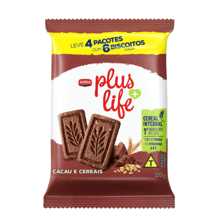 Adria Plus Life - Biscoito Integral Cacau e Cereal