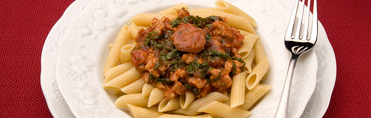 Pena ao Molho de Linguiça com Couve Adria