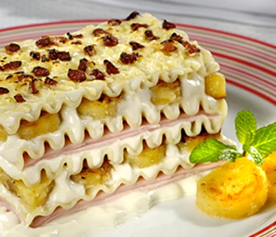 Lasanha de Queijo com Bananas Carameladas Adria